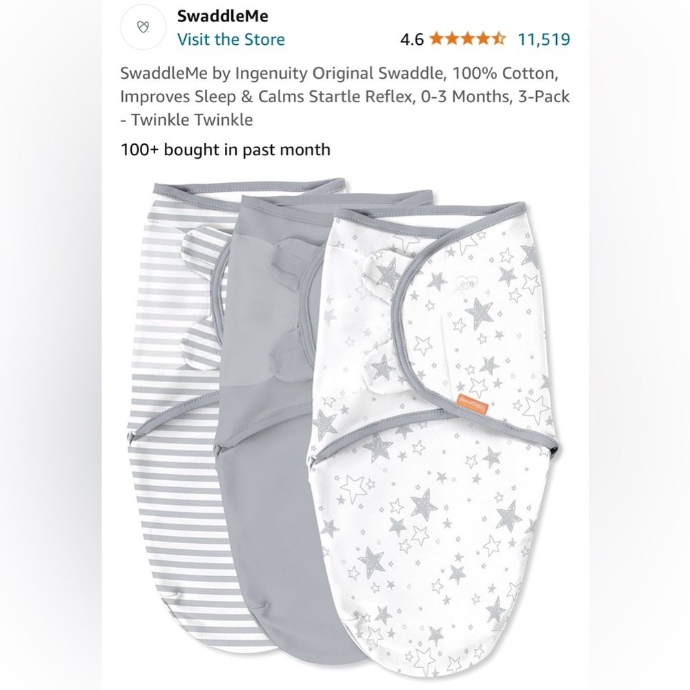 COPY - Swaddle Me original swaddle 3 pack stage 1